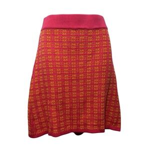 Academia Preppy Pink Orange Knit Skirt Textured Size L Mod Retro Cosplay Barbie